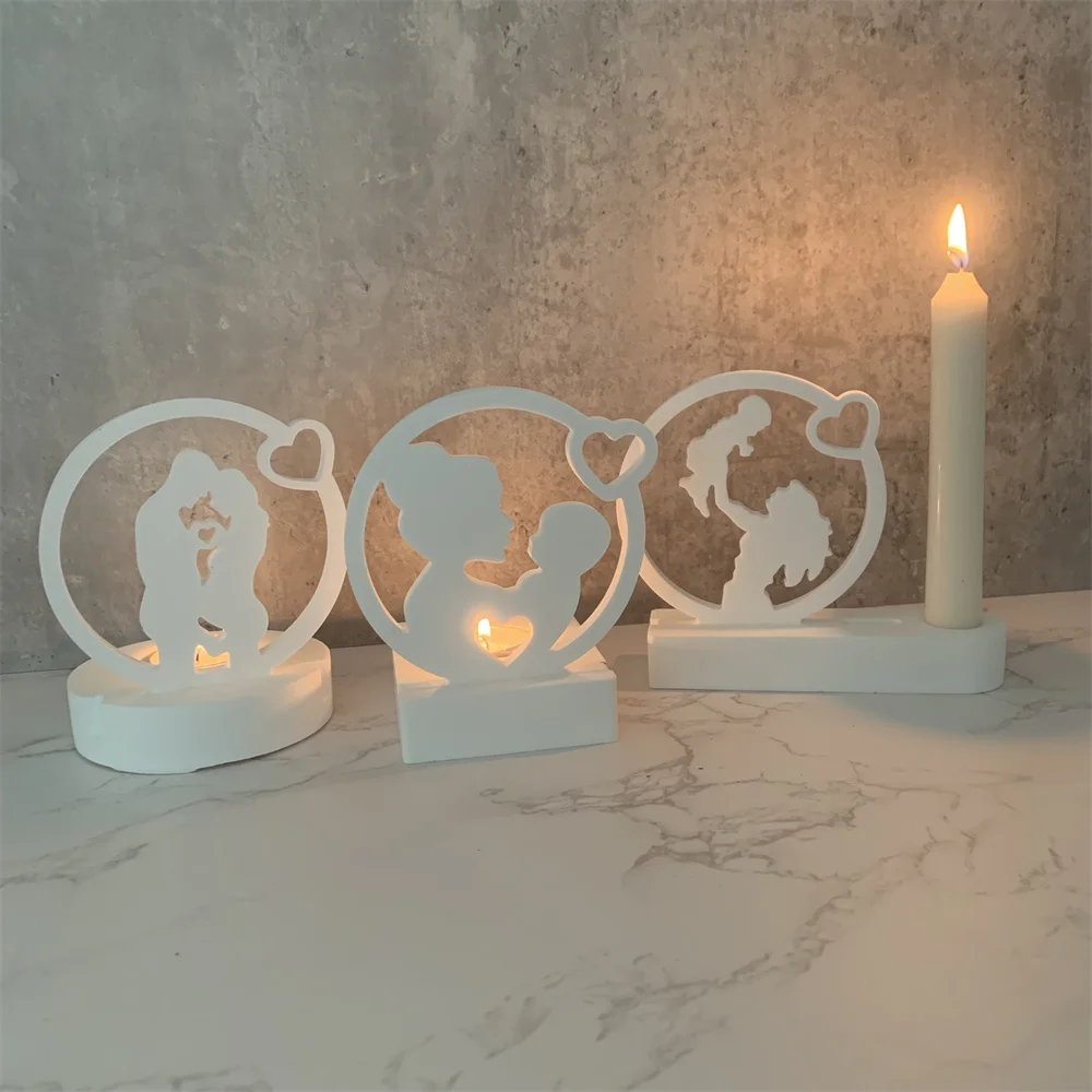 DIY Men and Women Candle Holder Silicone Mold Cement Gypsum Clay Pouring Resin Mother's Day Ornaments Molds Home Decorn
