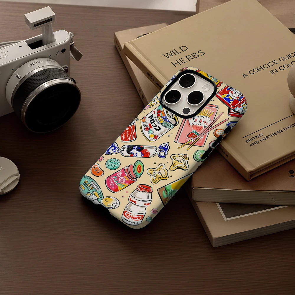 Retro Japanese Snacks Design Magnetic Phone Case - Durable Tough Single/Double-layer Protection