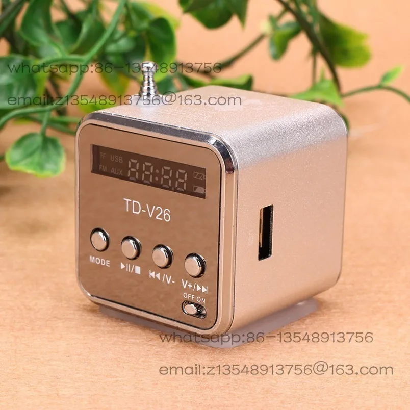 TD-V26 플러그인 카드 스피커 라디오 U 디스크 휴대용 미니 소형 스피커 워크맨 mp3 휴대폰 서브우퍼