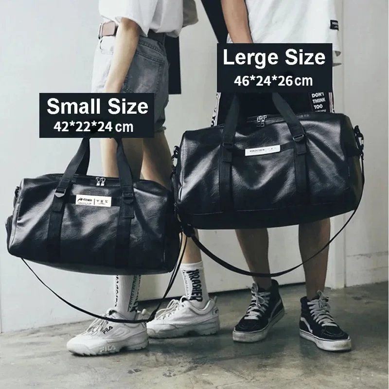 Men Leather Gym Bag Women Fitness Shoe Compartment Sport Bags Waterproof Travel Training Large Capacity Luggage Shoulder Handbag 4
