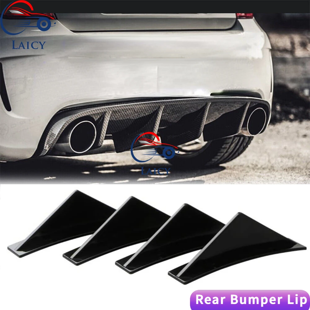 Laicy Per Fiat 500 2009-2021 Auto Paraurti Posteriore Labbro Diffusore Posteriore Pinne Di Squalo Spoiler Curvo Lip Wing Splitter 4 Fin