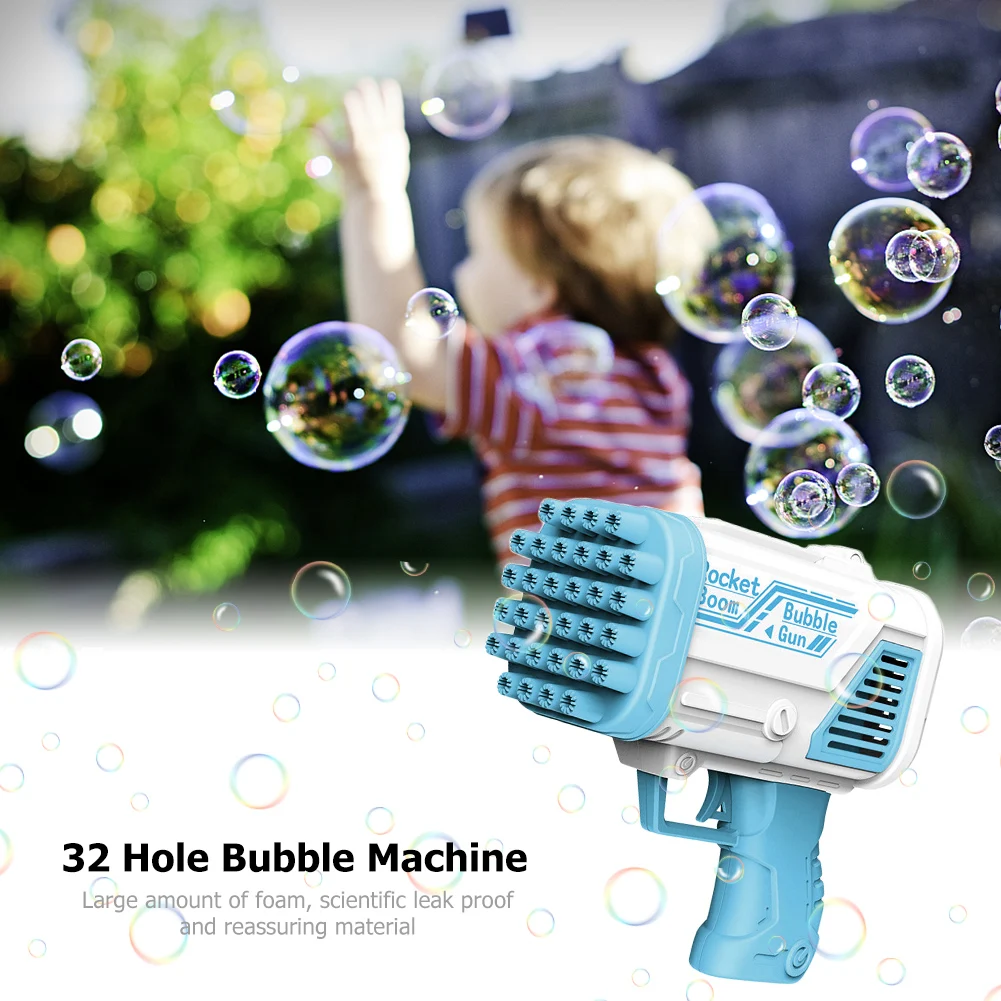 32 Holes Bubble Machine Plastic Electric Soap Bubble Making Toys Safe Without Liquid Portable Anti-Skid Handle for Wedding Props 3
