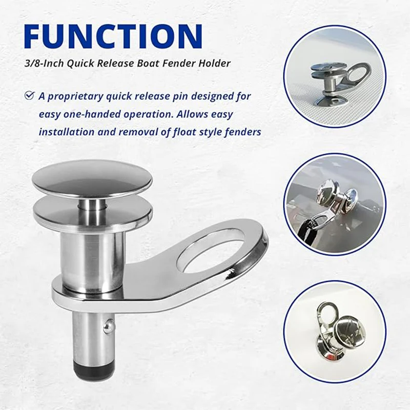 3/8'' Quick Release Boat Fender Holder 316 Stainless Steel Quick