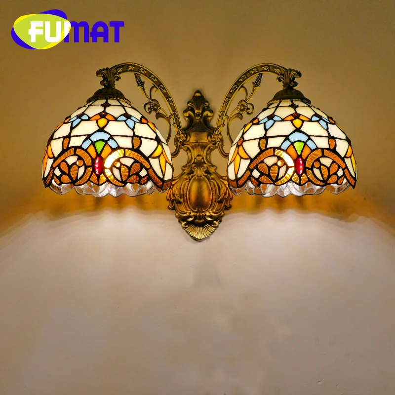 

FUMAT Tiffany style European vintage 8inch wall lamp for dining room study bedroom bedside lamp corridor sconce light LED decor