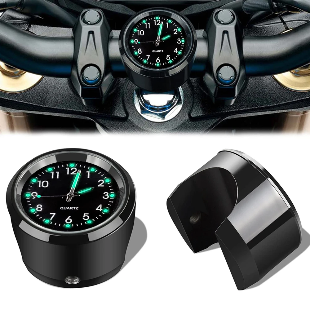 Motorcycle Clock Chrome Waterproof Bike Handlebar Mount Quartz Watch Aluminum Luminous Clock Moto Accessories Universal 7/8" Motorcycle Handlebar Clock