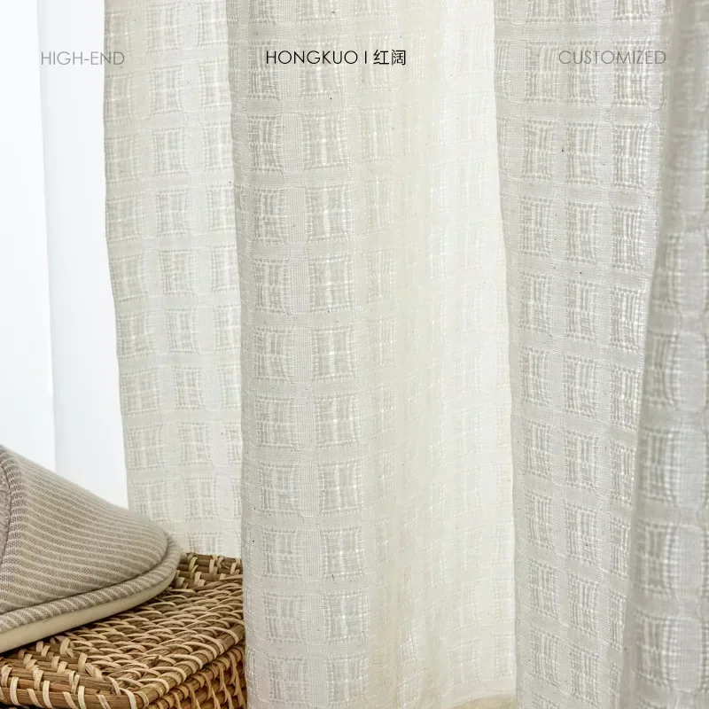 

21042-stb- Yarn Curtains for Living Room Bedroom Dining European Luxury Tulle Imitation Satin Royal Home