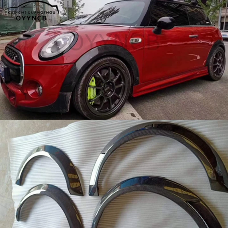 자동차 실제 탄소 섬유 휠 눈썹 눈꺼풀 펜더 아치 플레어 트림 커버 스티커, BMW 미니 F56 F55 쿠퍼 S 2014-2021, 4 개