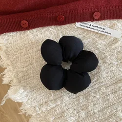 Oversized Handmade Plaid Cotton Flower Scrunchie Hairband (07)