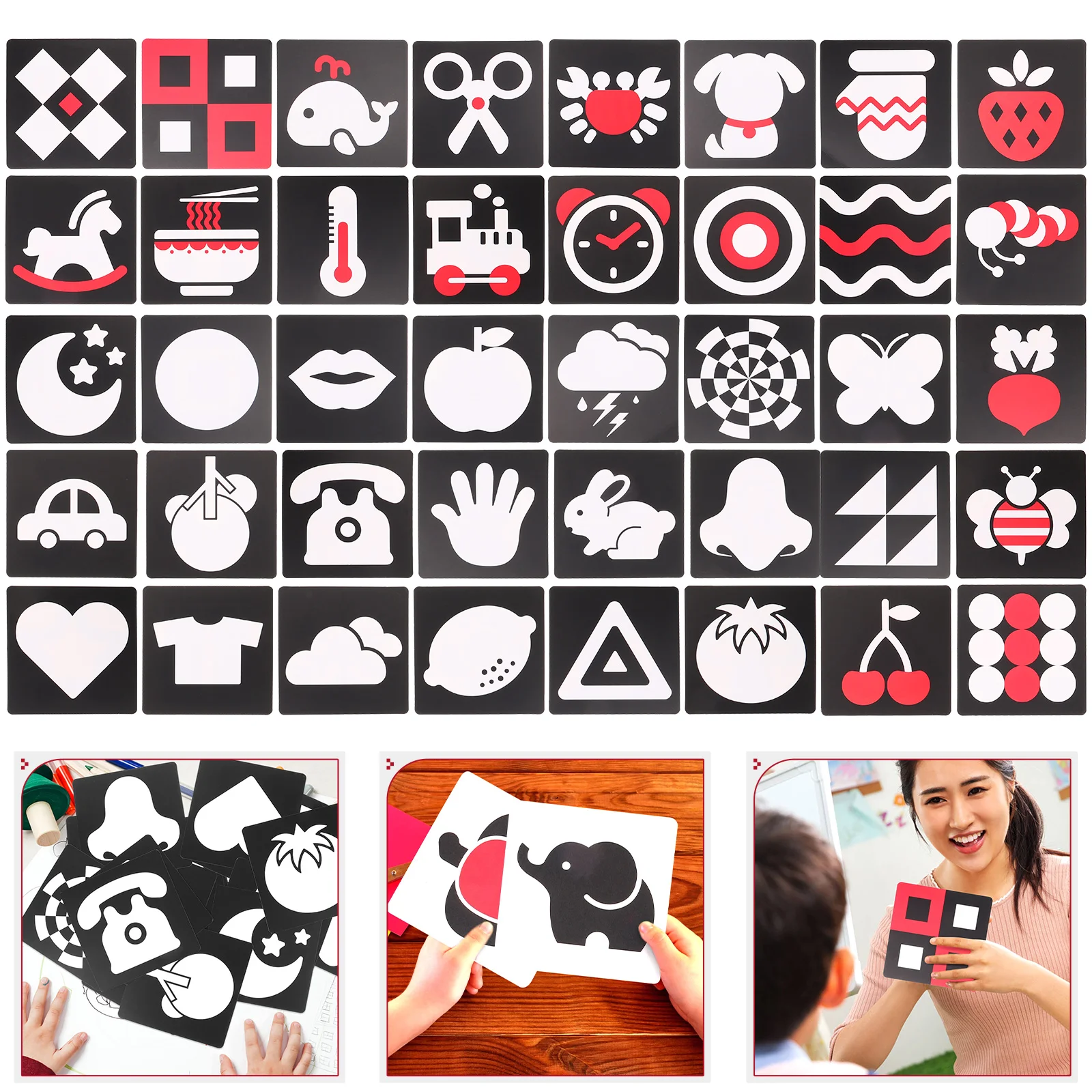 

2 Sets of Infant Flash Cards Infant Flash Card Visual Stimulation Cards for Toddlers