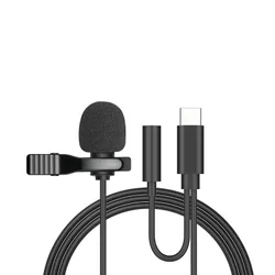 Compact USB Condenser Clip - On Lapel Microphone for Professional Audio Recording (Type - C 2and1)