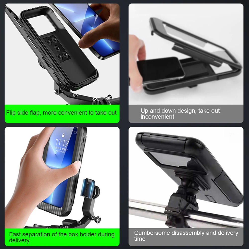 Waterproof Rear View Mirror Phone Support 360 Degree Rotation Cellphone Mount Flexible Motorbike Phone Stand for 4-7 Inch Phone