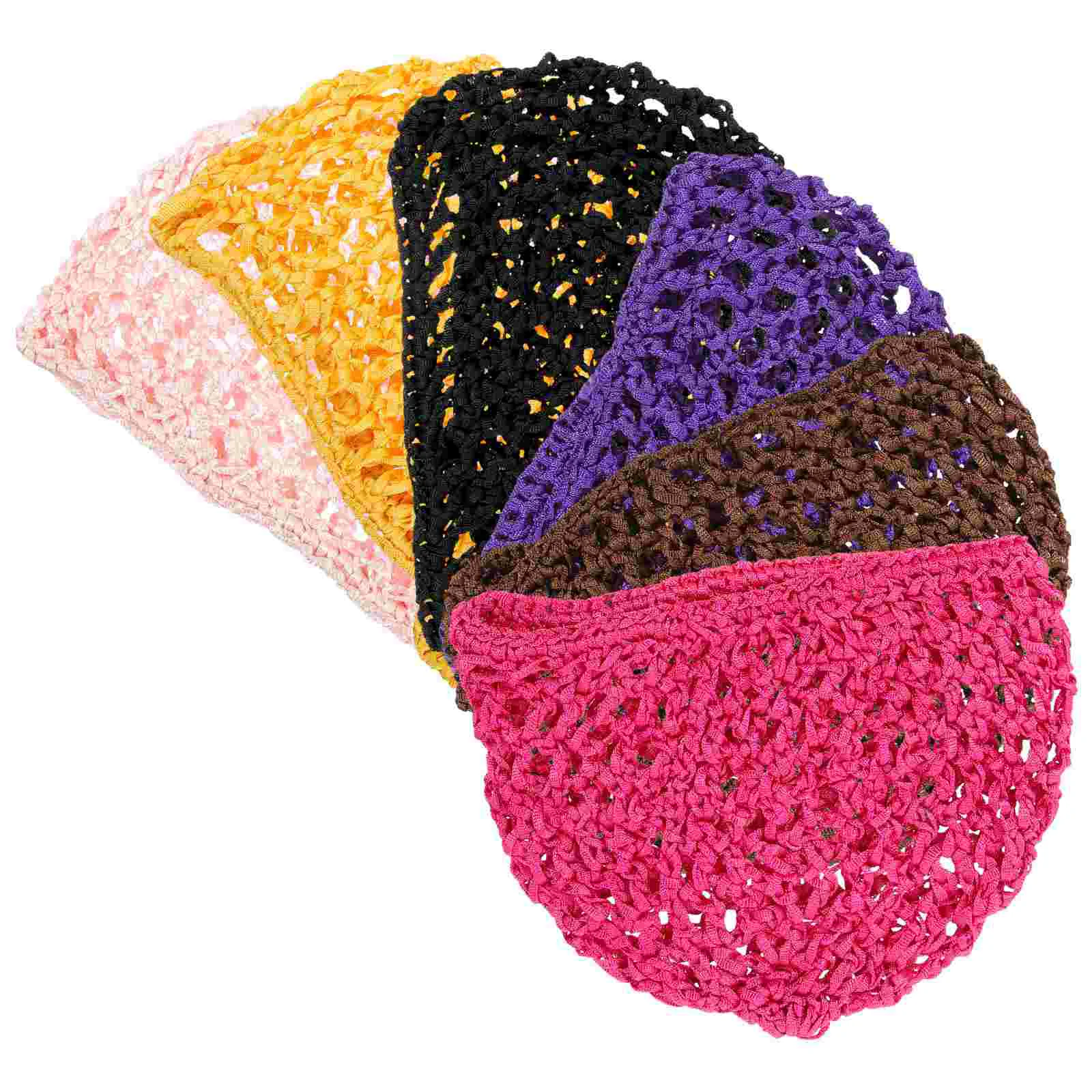 6 Pz Rete Per Capelli Per Cucire In Tessuto Plopping Ricci Maglia Snood Cappello Uomo Cappelli Retine Donna Snoods Bonnet Crochet