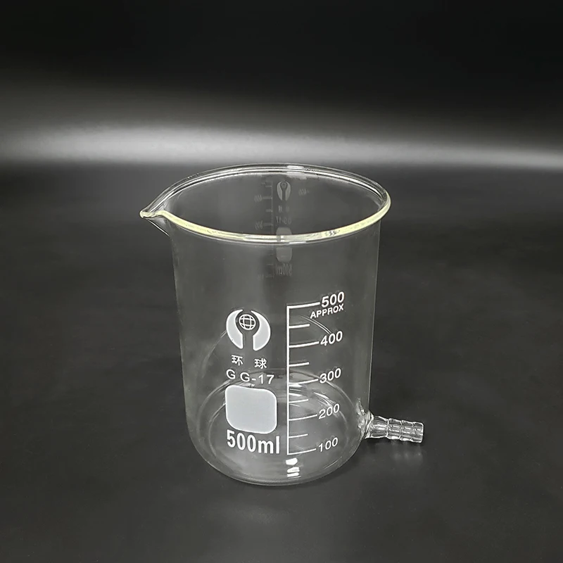 

Beaker in low form with Lower tube,Capacity 500mL,Beaker with tubules,Outer diameter=85mm,Height=120mm,Laboratory beaker