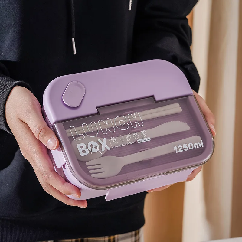 

microwave oven lunch box sealed adult student office workers with tableware lunch box