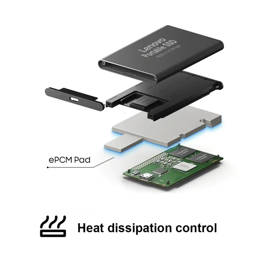 레노버 휴대용 SSD 대용량 USB C 타입 인터페이스, 고속 외장 하드 드라이브, 노트북, 데스크탑, 휴대폰용 하드 디스크, 16TB