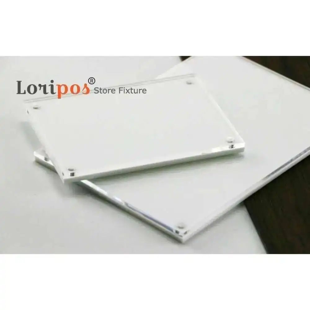 Sticker Price Tag Acrylic Magnetic Name Card Display Wall Mount Paper Info Desk Table Sign Holder Photo Frame
