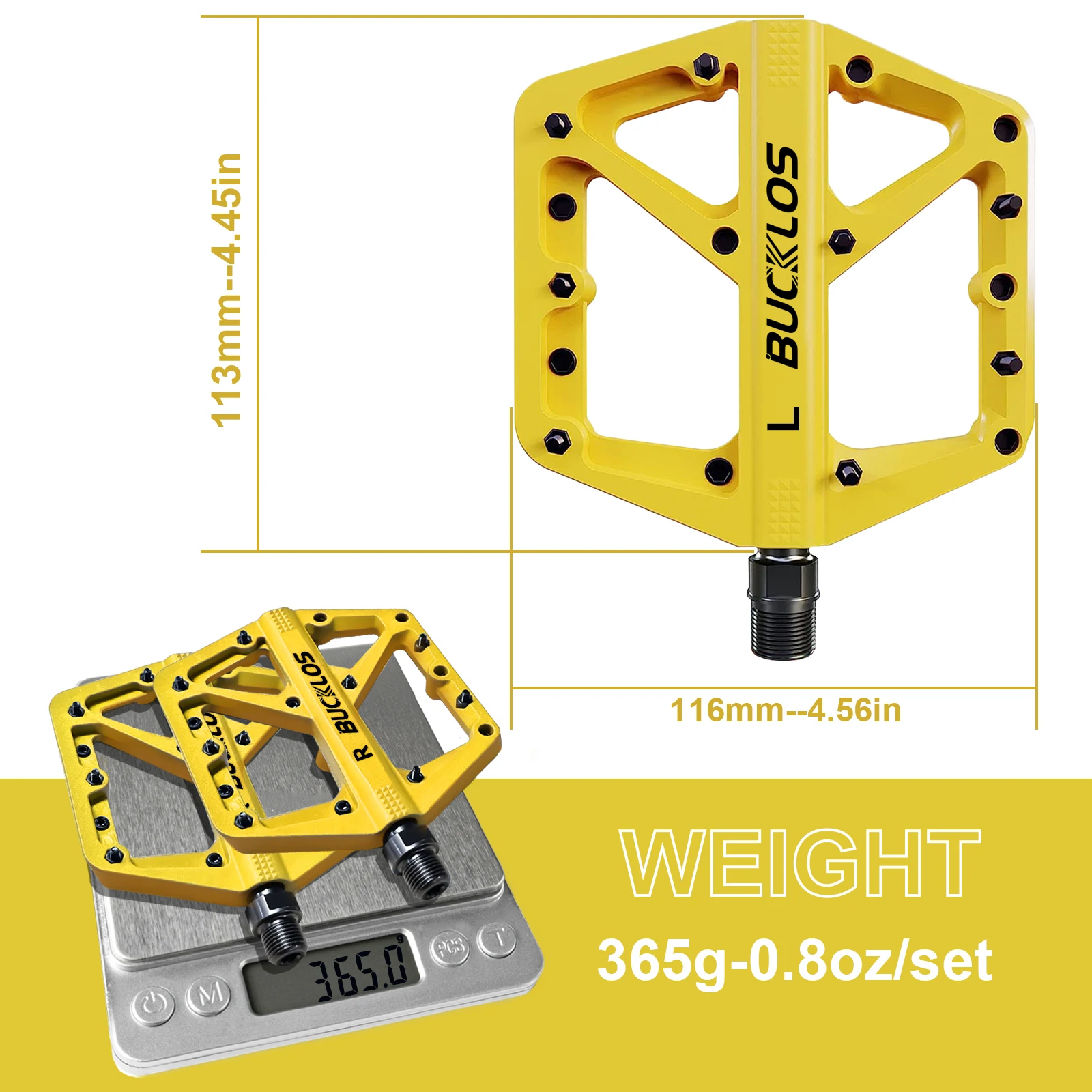 BUCKLOS Durable Nylon Flat Bike Pedals with Sealed Bearings