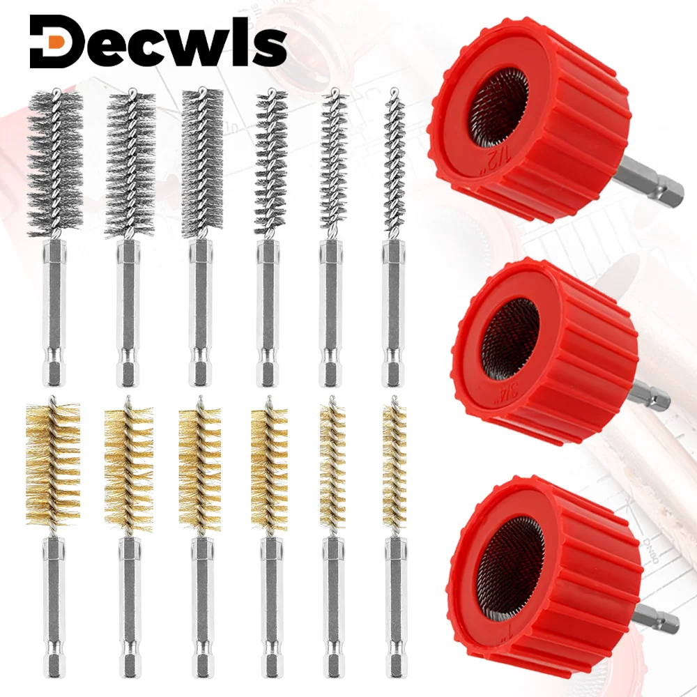 metal pipe/copper pipe cleaning brush grinding/rust removal tools copper wire/stainless steel drilling cleaning brush 3/9/15Pcs