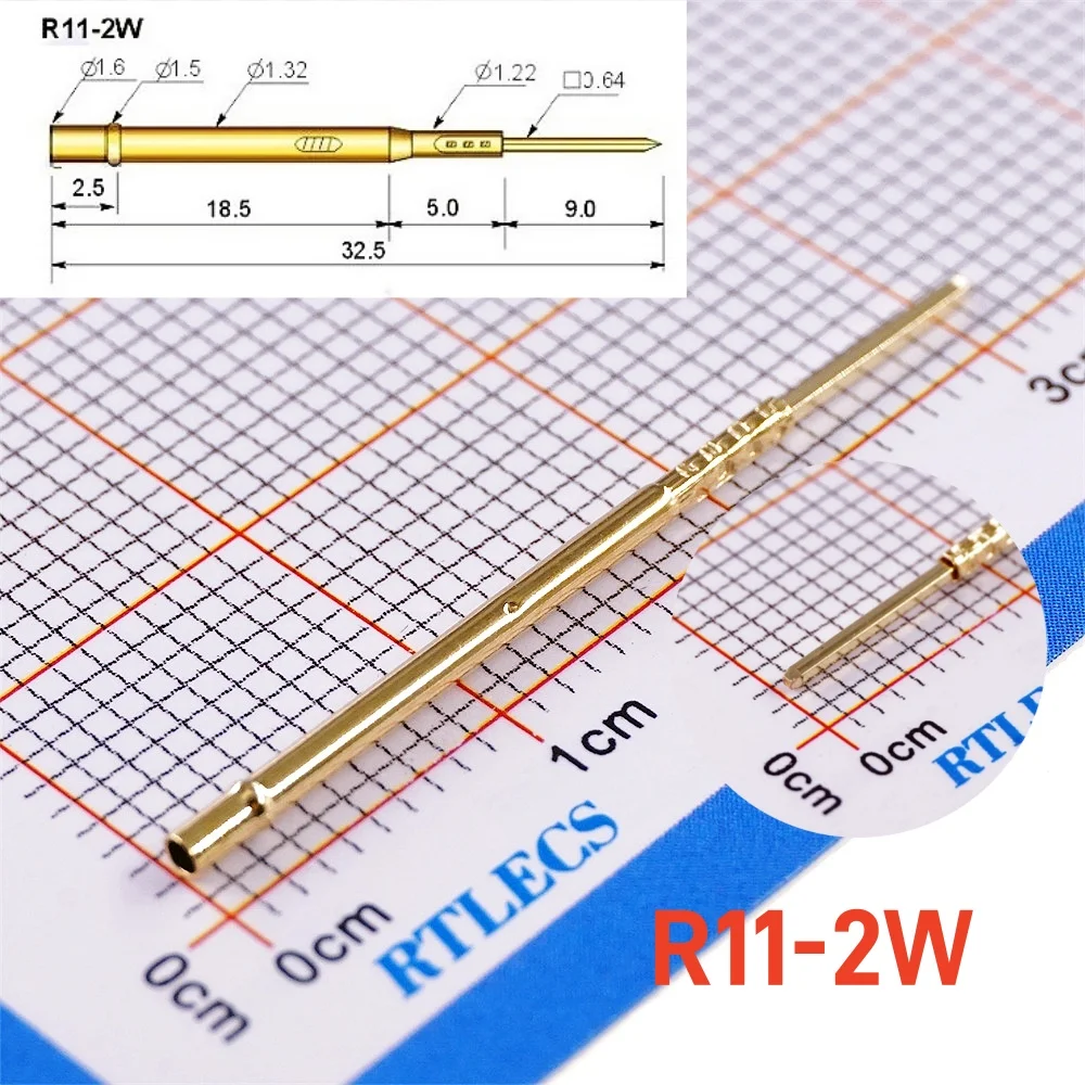 Gold Plated Spring Loaded PCB Test Probes (100-Pack) - 1.91mm Pitch, 1A Rated
