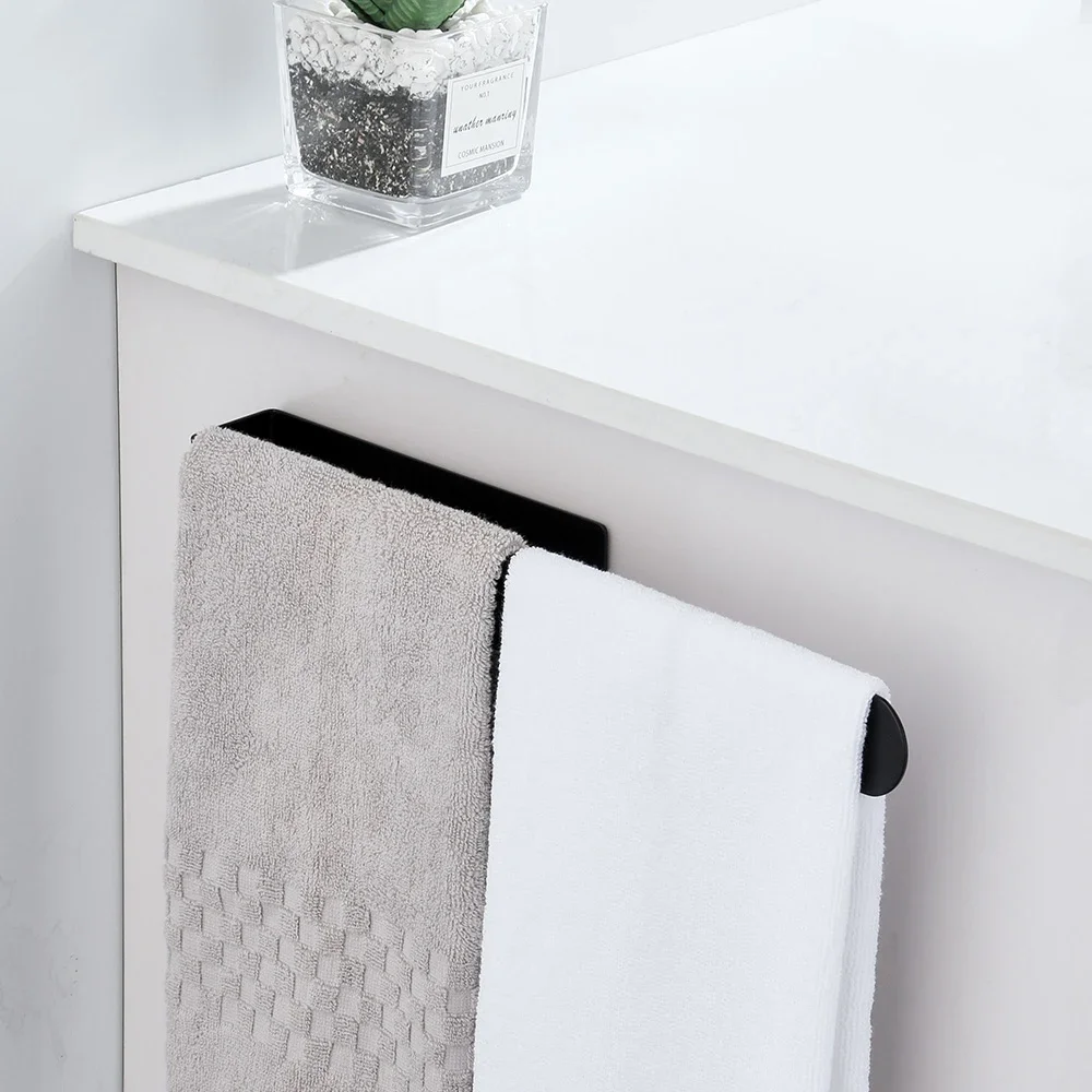 

Stainless Steel Towel Rack Bathroom Storage Holder Punch Free Black Towel Rack Towel Hanger Bathroom Paper Holder