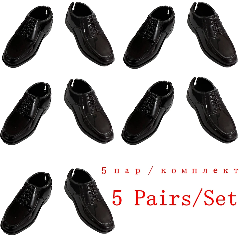 Nk 5 Paia/Set Black Boys Doll Shoes Fashion Prince Scarpe Casual Per Barbie Friend Ken Doll Clothes Suit Accessori Giocattolo Per Bambini