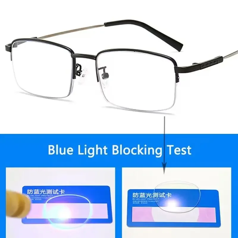Titan Legierung Progressive Photochrome Lesebrille Frauen Männer Multifokale Anti Blau Licht Myopie Gläser Flexible Tempel – Detail 4