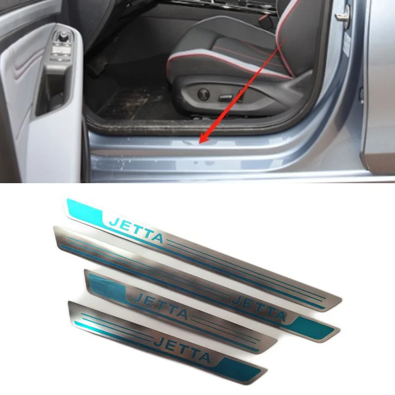 폭스바겐 JETTA MK6 용 스테인리스 스틸 초박형 자동차 문짝 씰 스커프 플레이트 페달 커버, 2012-2018, 4PCs/로트