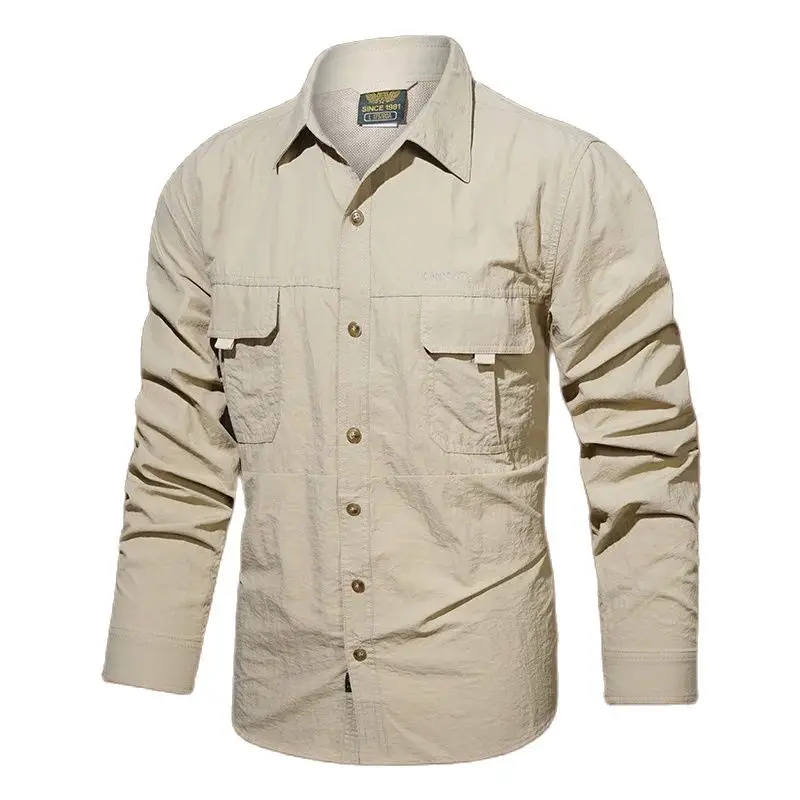 Men's Clothing Military Tactical Shirts Multi-Pockets Work Cargo Shirts Climbing Clothes Nature Hiking Fishing Wear Men's Shirts 6