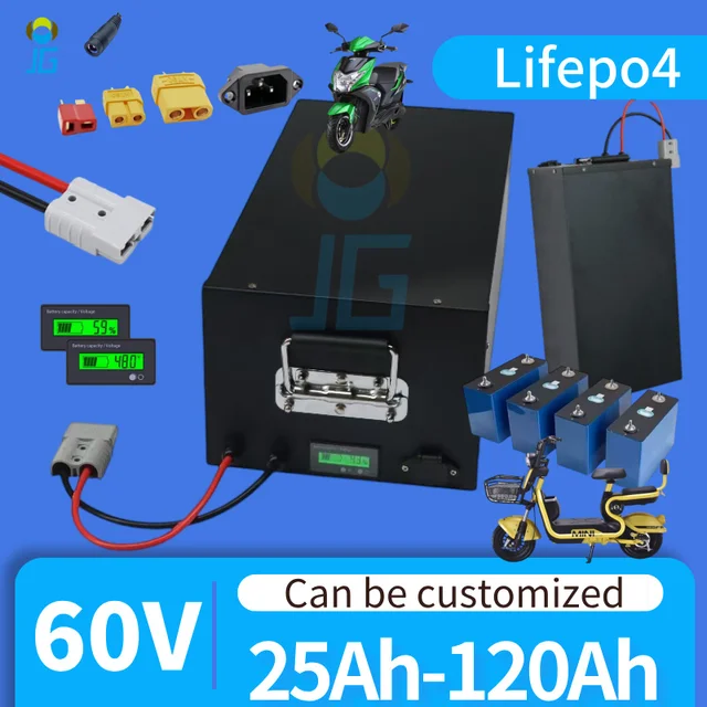 Batterie JG Lifepo4 avec application Bluetooth BMS 100Ah 60V pour Scooter bateau-60Ah 80Ah 30Ah 40Ah 150Ah 120Ah Options disponibles 1