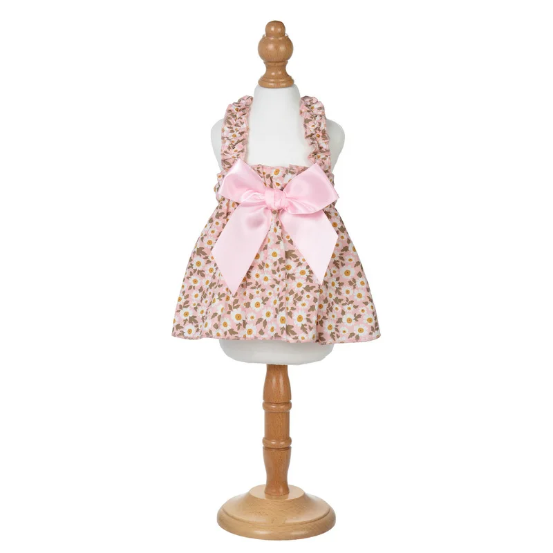 Dog Halter Dress with Bow Spring Summer Small Daisy Shoulder Strap Puppy Dresses Cotton Cat Princess Dress Dog Lady