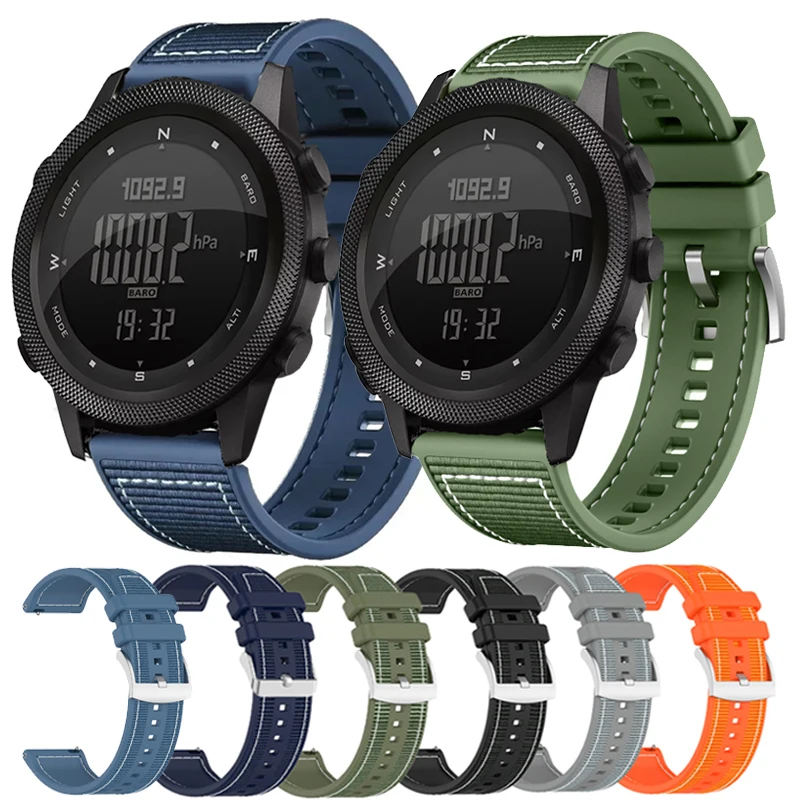 22mm Composite Silicone Sport Watchband - Premium Nylon Bracelet Strap