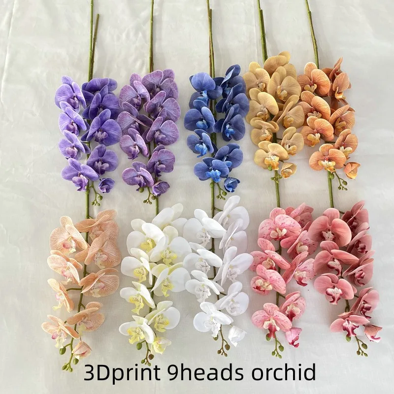9-Heads Artificial Butterfly Orchid Latex 3Dprint Large Size Fake Phalaenopsis Silicon PU Real Touch Wedding Home Decor artificial plants artificial flowers artificial flower
