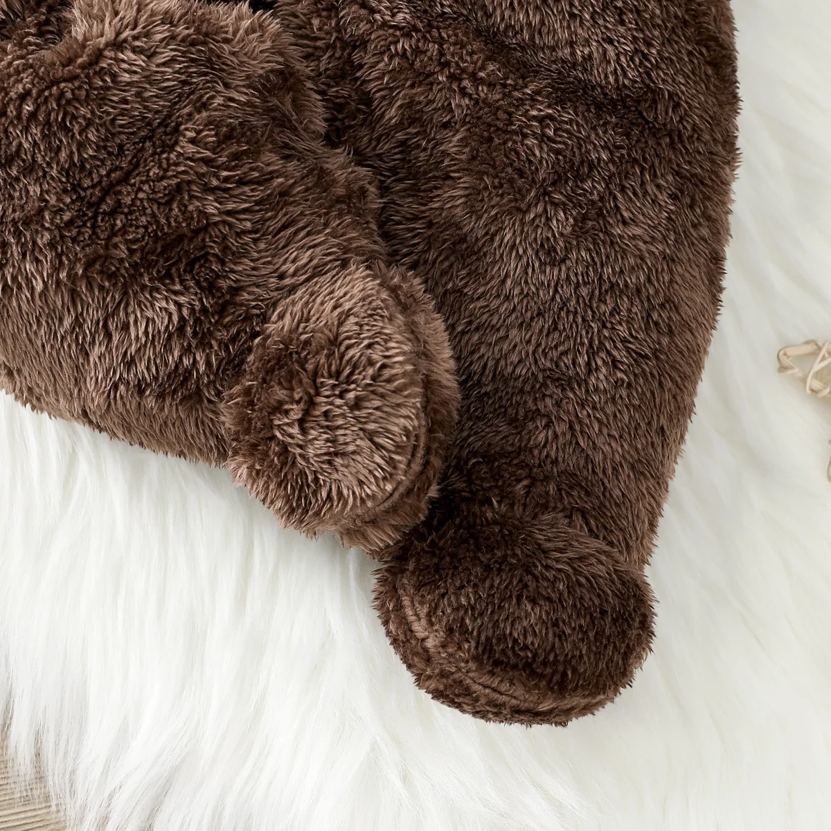 Baby Boy Bear Pattern Hooded Fluffy Fleece Jumpsuit 6