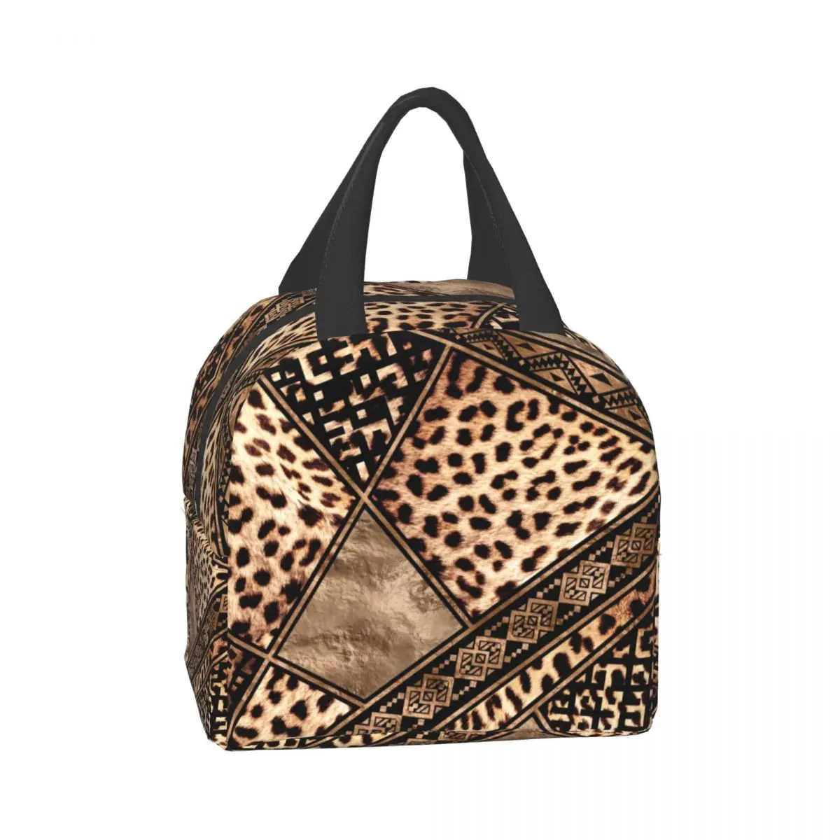 Ethnic Animal Ornaments Leopard Print Lunch Bags Women Thermal Cooler Insulated Lunch Boxes for Kids School Picnic Storage Bag