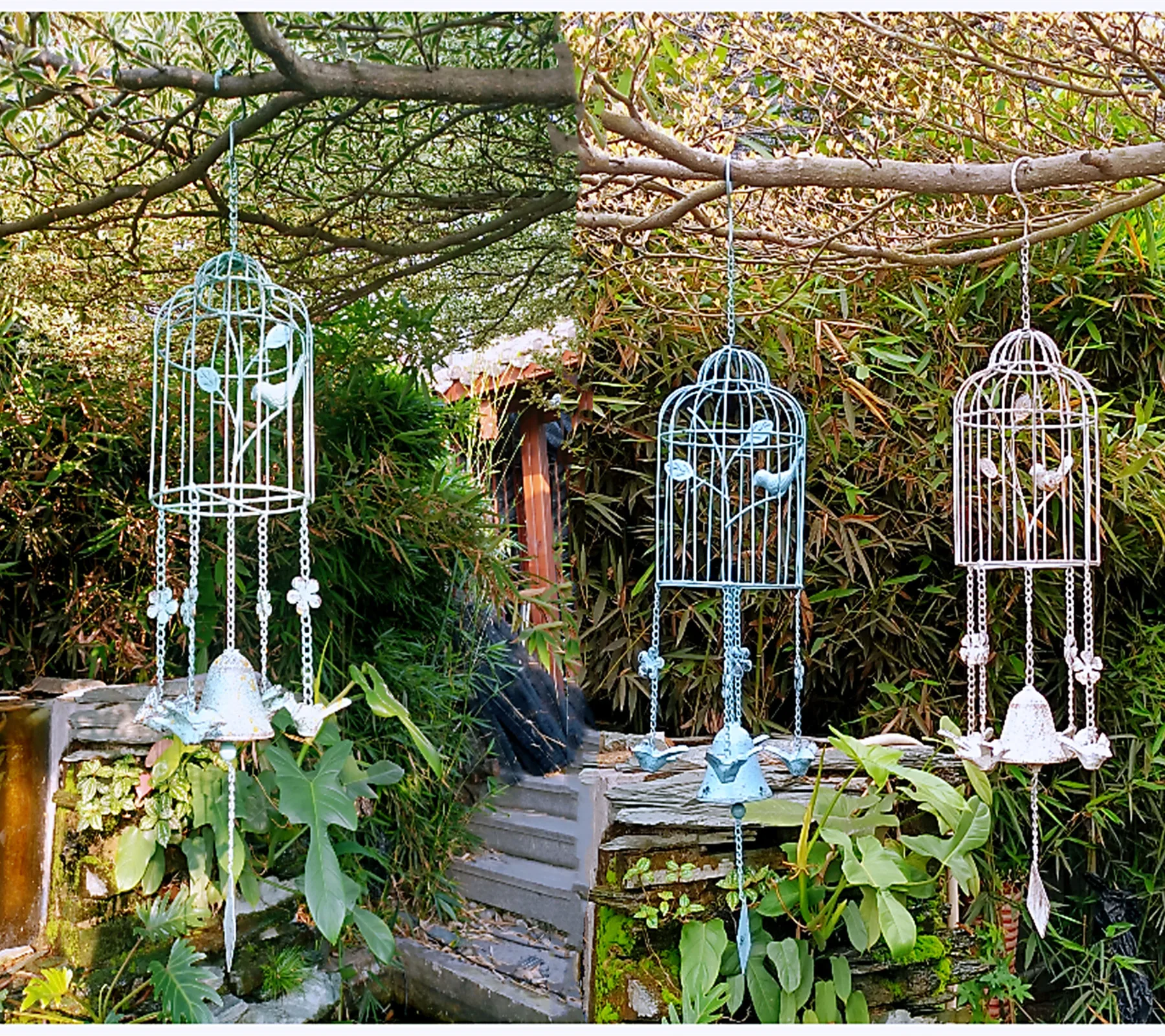 Birdcage Shaped Wind Chimes Garden Decoration