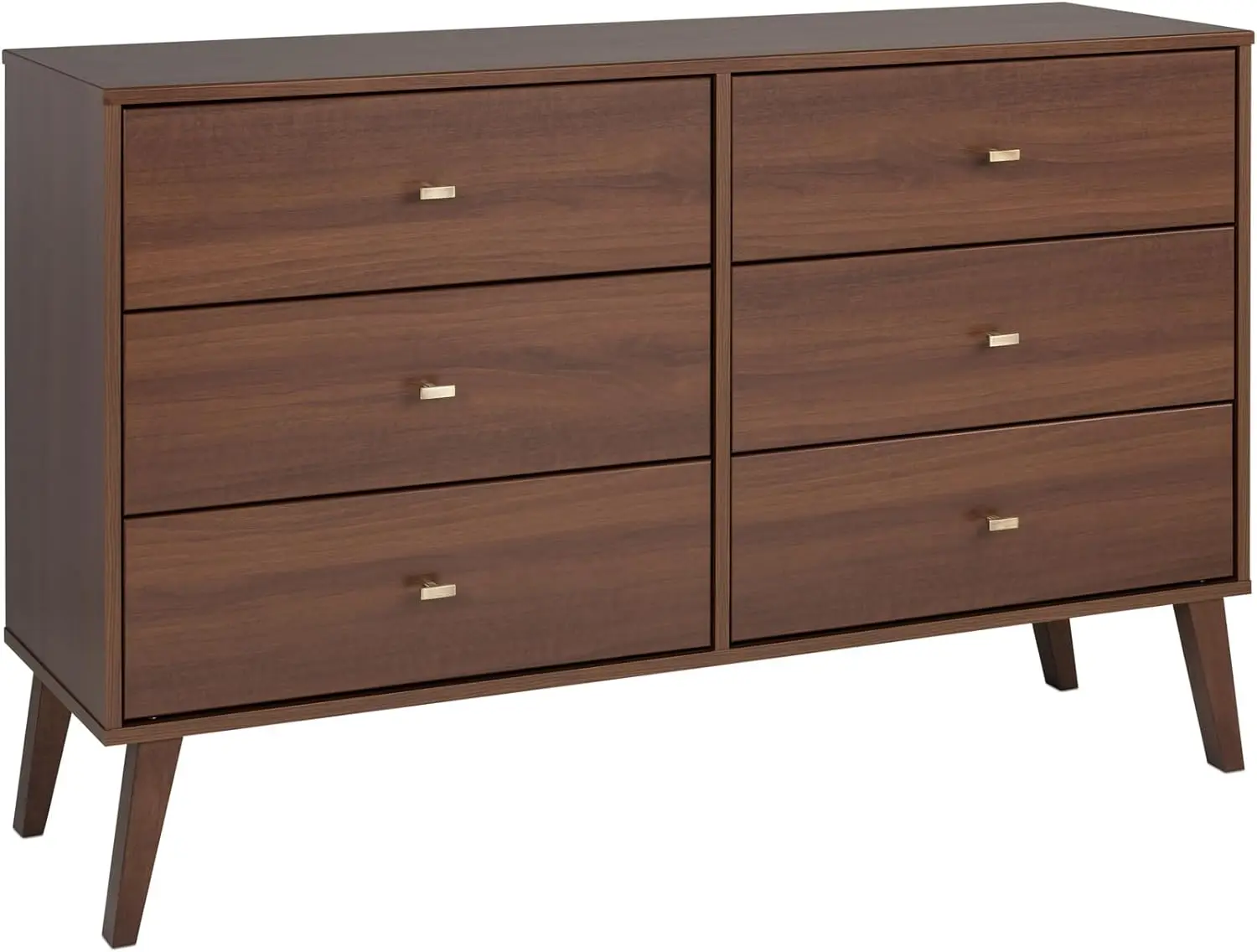 

Prepac Milo Mid-Century 6 Drawer Dresser For Bedroom, 16" D x 52.50" W x 33" H, Cherry vanity table