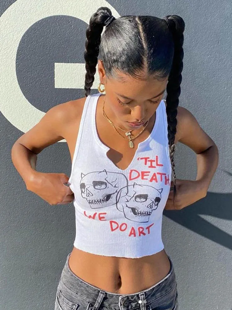 graphic crop tank tops