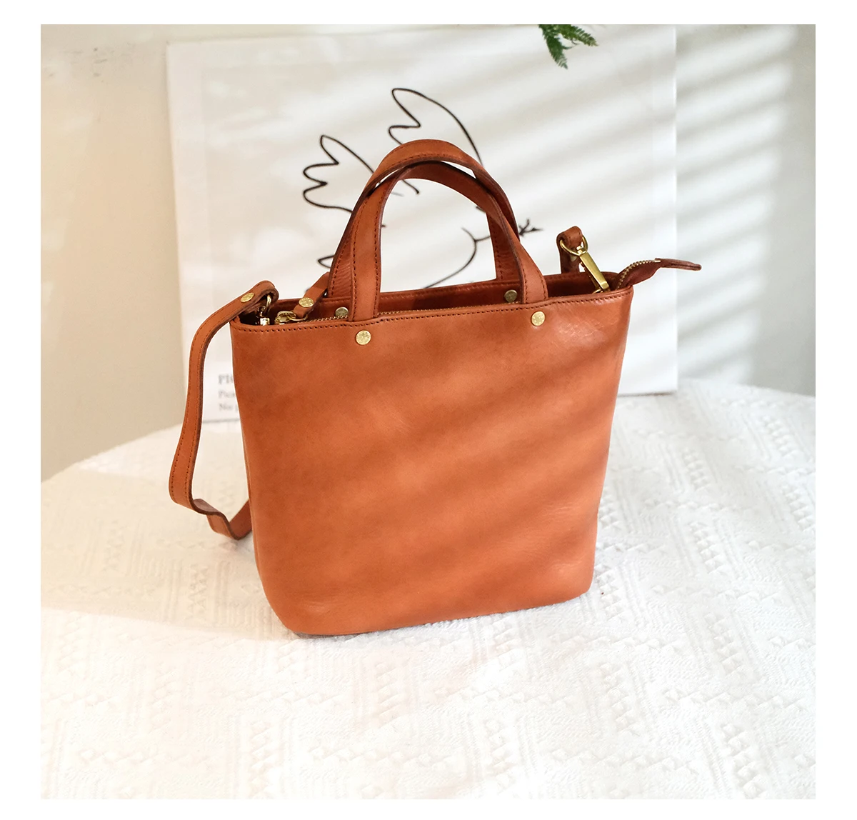 Lässige, einfache, hochwertige Damenhandtasche aus echtem Leder für Wochenendpartys, handgefertigte Umhängetasche aus echtem Rindsleder für Damen – Detail 10