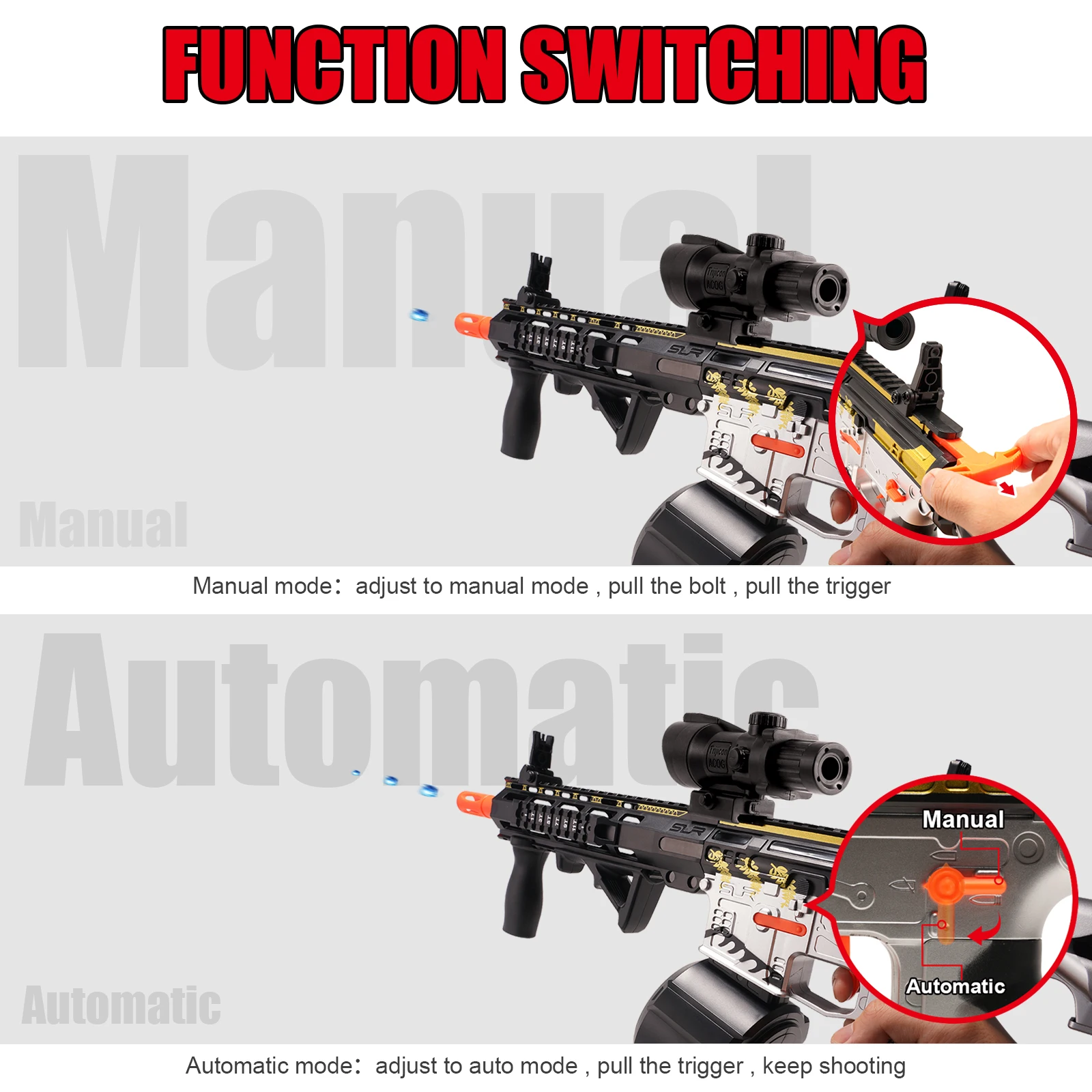 M416 High Speed Electric Gel Balls Gun Toys,Automatic&Manual Dual Modes Water Bullets Blaster,Perfect for Outdoor Games/Gifts 5