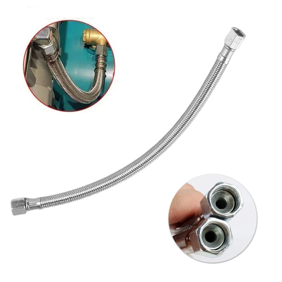 Manguera Flexible De Acero Inoxidable Para Aire Comprimido, 3/8 Pulgadas X 30 Pulgadas, Tubo Compresor Metálico Resistente