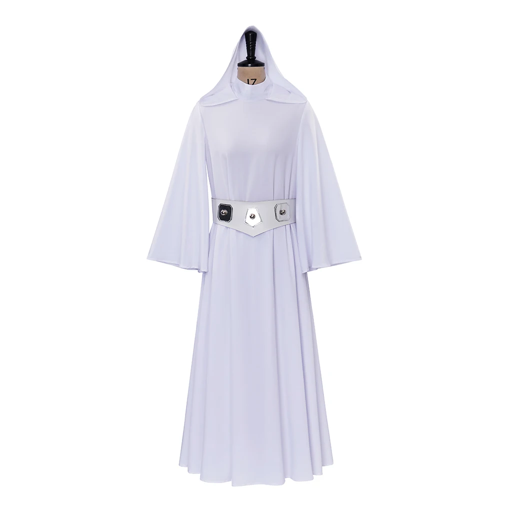 Leia Cosplay Costume Princess White Robe Dress Women Disguise Battle Suit Clothing Halloween Carnival Outfits