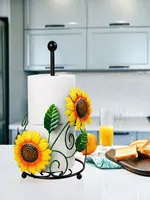 Sunflower Kitchen Tissue Rack Creative Home Storage Rack Roll Paper Rack Storage Rack Cling Film Fresh Keeping Bag Storage Rack 1