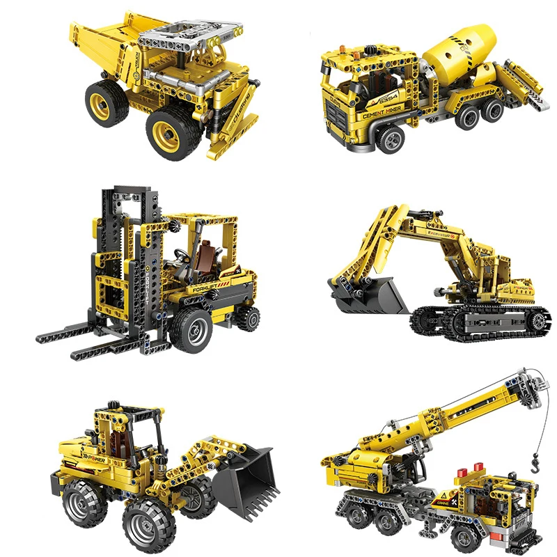 

Engineering Truck Model Building Blocks Crane Forklift Excavator Transport Vehicle Bricks City Construction Machinery Technical