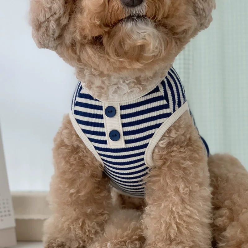 Pet Dog Striped Sweatshirt Dog Clothes Dog Vest for Small Dogs Puppy Summer Clothes Bichon Chihuahua Costumes