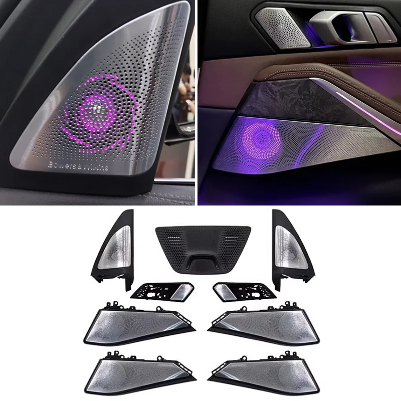 LED 오디오 커버, BMW G05 X5 G07 X7 시리즈용, 전면 후면 도어 글로우 트위터, 야광 스피커 커버, 야간 조명 샤인 스피커 키트