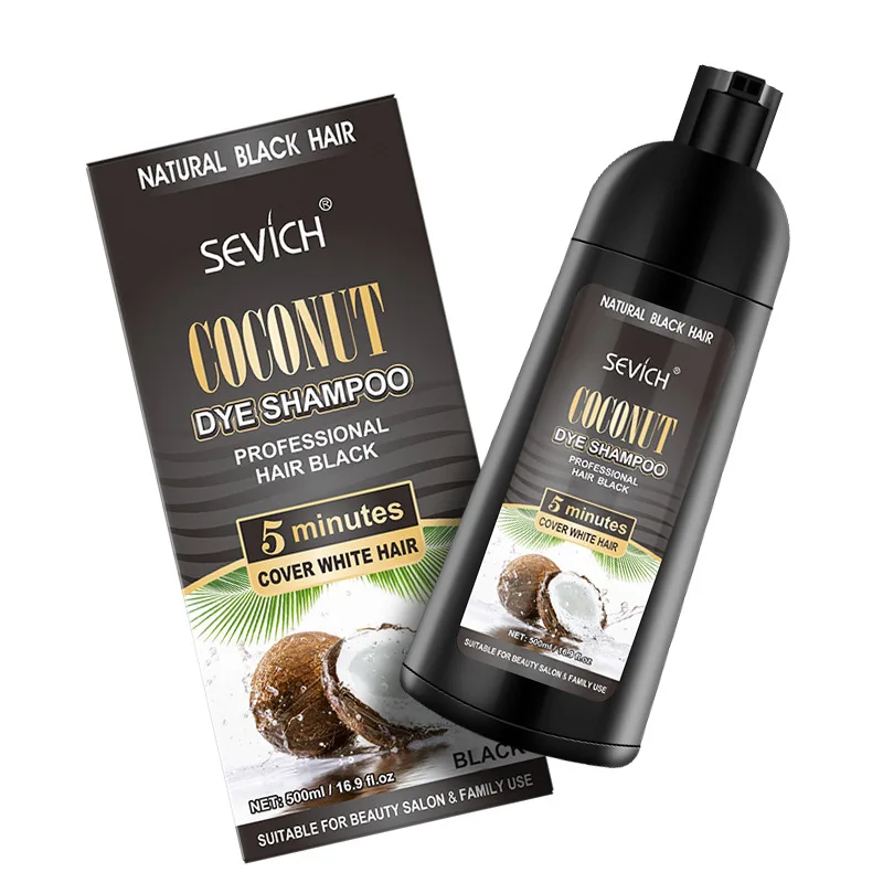 500ml Coconut Ginger A Black Cover Gray Hair Shampoo A Black Plant Shampoo Moisturizing Nutrition Deep Cleaning To Improve Frizz cross border foreign trade beautiful black mousse bronze nutrition moisturizing moisture free wheat color black cream