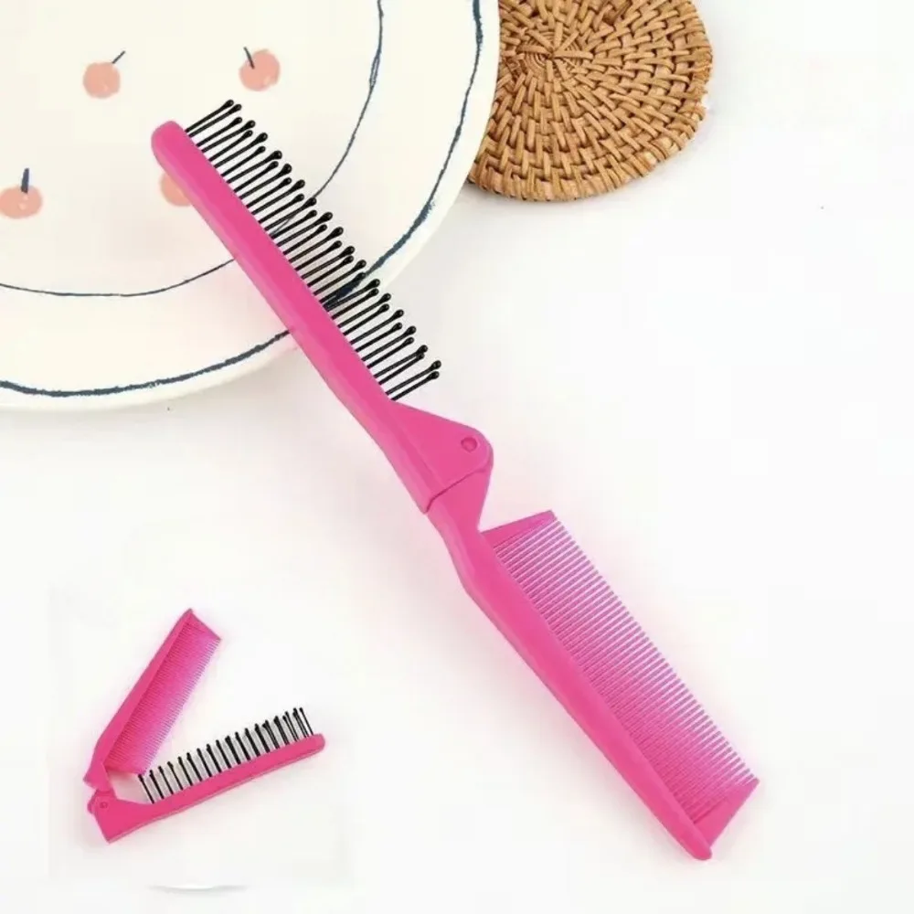 2 in 1 더블 헤드 접이식 헤어 빗 휴대용 여행용 헤어 브러시 컴팩트 헤어 빗 접이식 포켓 브러시 미용 빗
