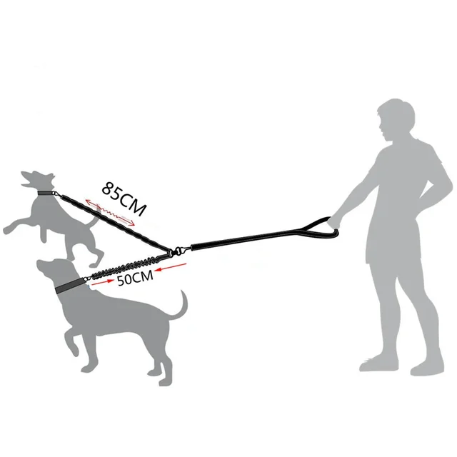 Dog Double Leashes Pet No Tangle Leash Coupler for Walking 2 Dogs Resilient Comfortable Shock Absorbing Reflective Leash 4