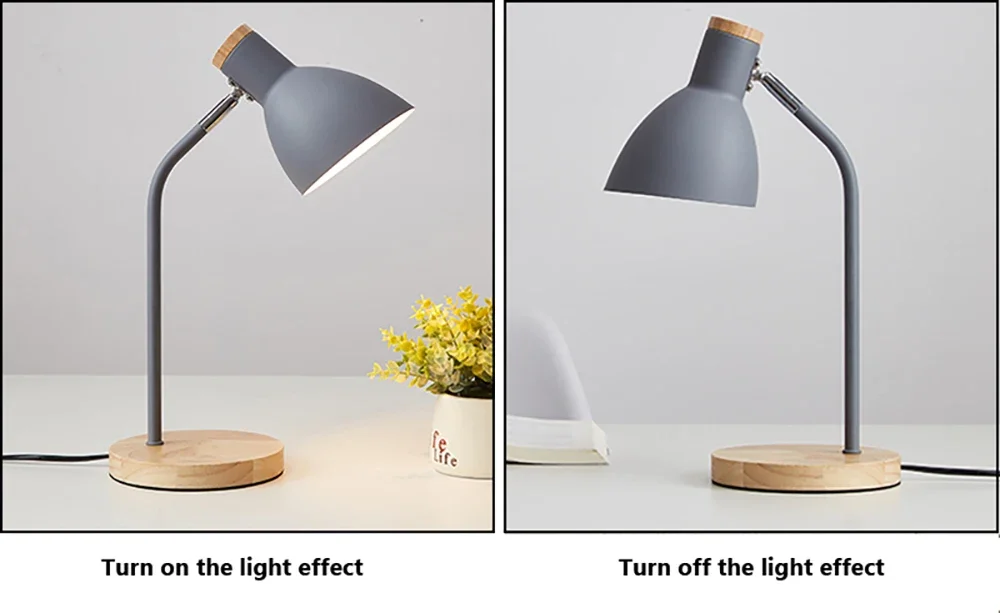 Bedside Table Lamp Nordic Desk Lamp Bedroom Study Lamps Wood Creative Flex Lights LED E27 For/Eye Protection Reading&Living Room