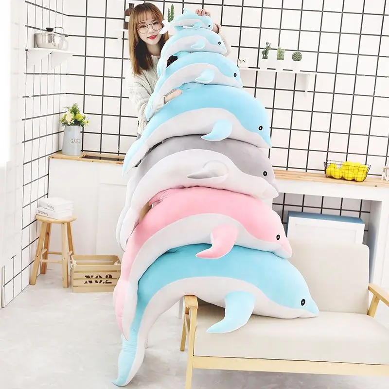 Cute Dolphin Soft Plush Toy Bed Pillow Sleeping support pillow Removable&Washable throw pillow Gifts to Children or girlfriend! 6